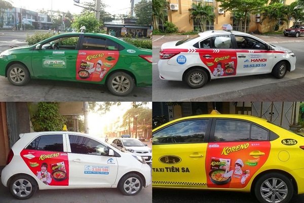 quảng cáo trên xe taxi