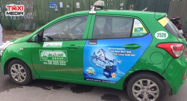 dán quảng cáo trên xe taxi