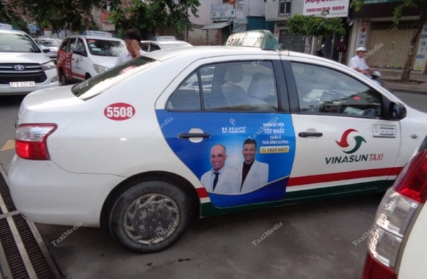Thẩm mỹ viện BB Beaute Thanh Mai quảng cáo trên xe taxi VinaSun