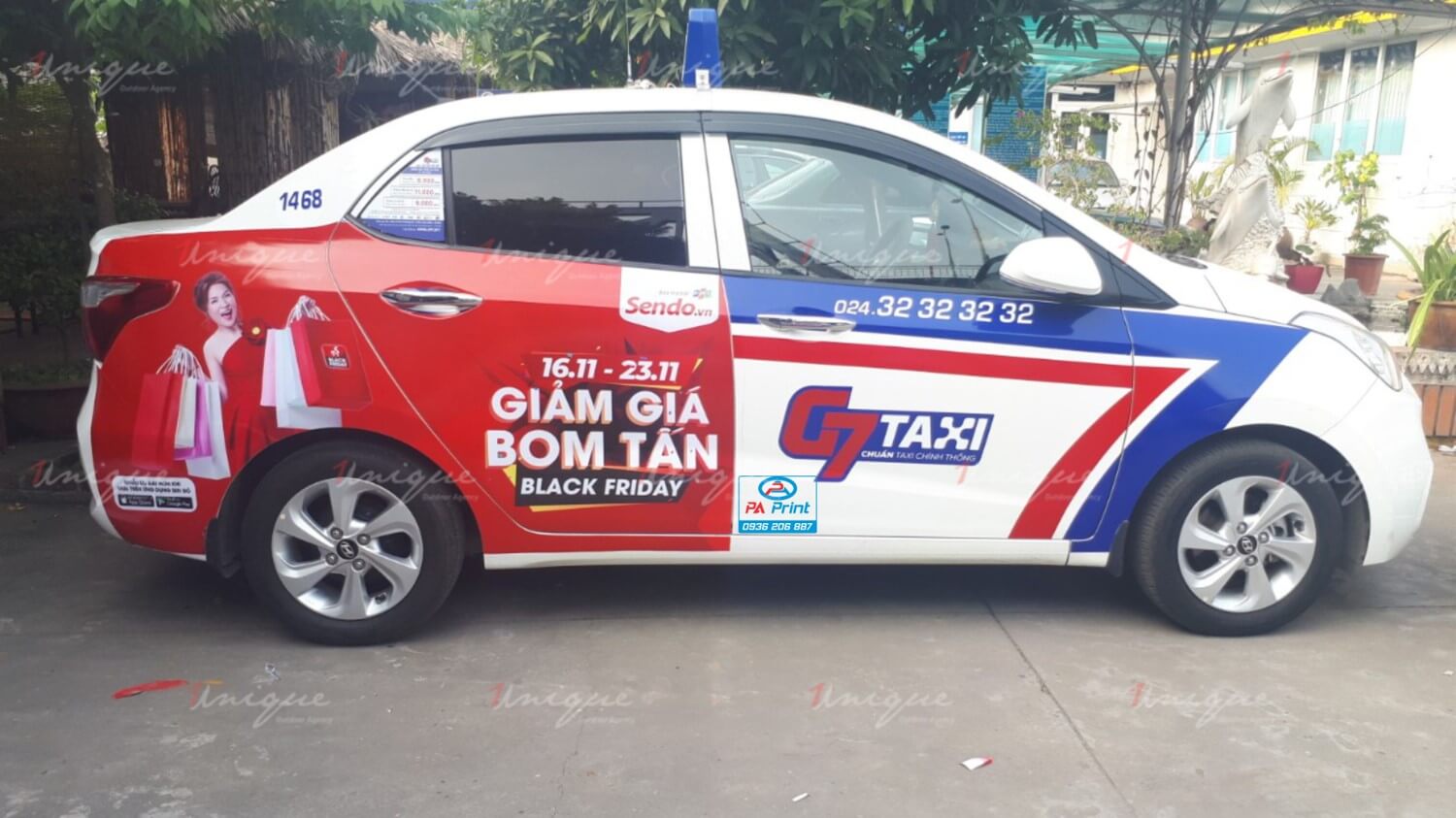 quảng cáo trên taxi G7