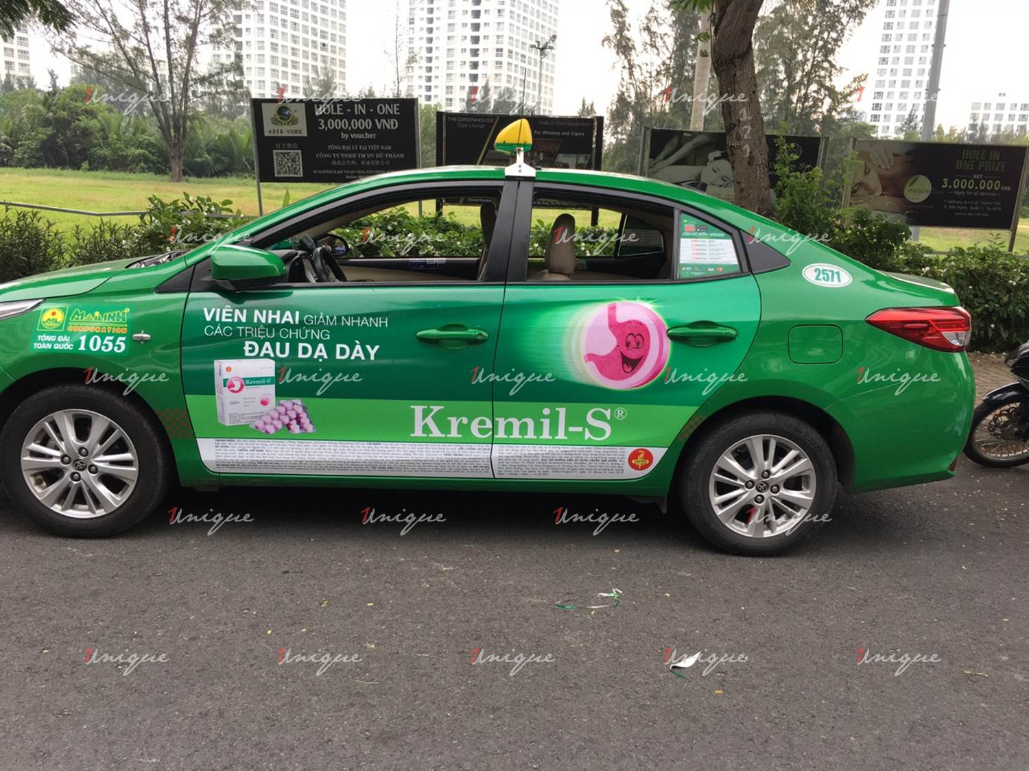 quảng cáo trên xe taxi tại Tiền Giang